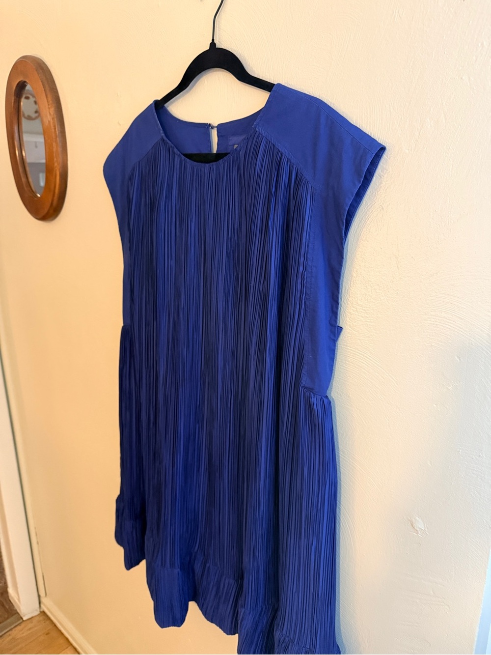 Anthropologie Pleated Royal Blue Sleeveless Mini Dress